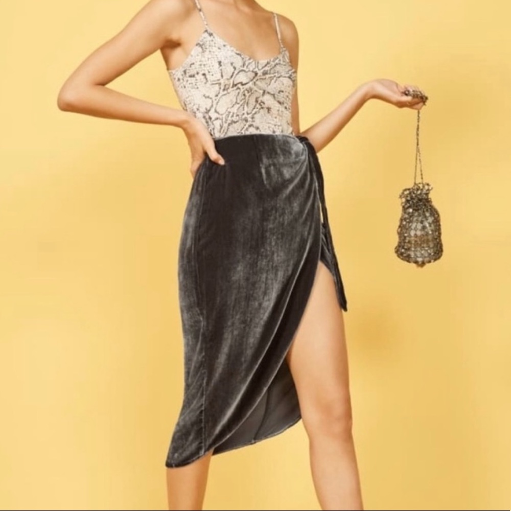 Reformation Amberleigh Velvet Wrap Skirt
